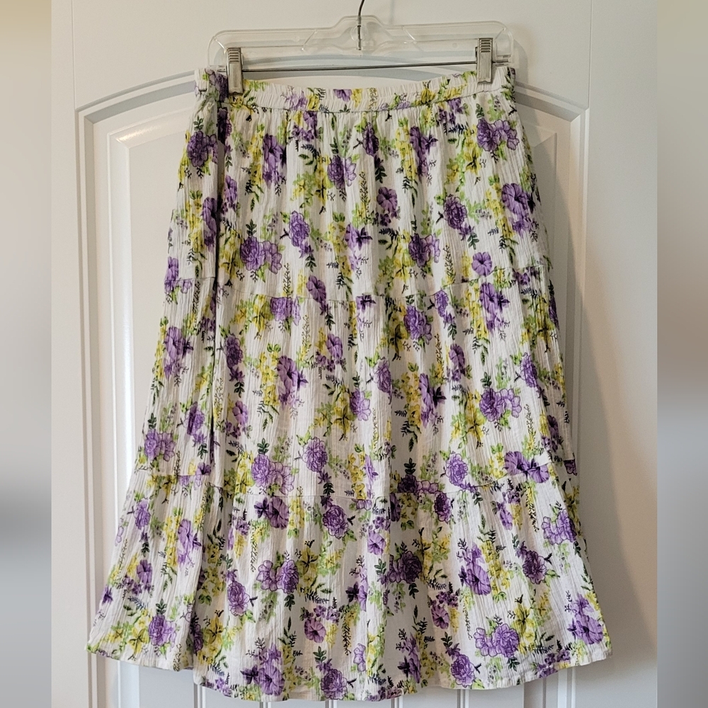 purple flower tier broom petite skirt large